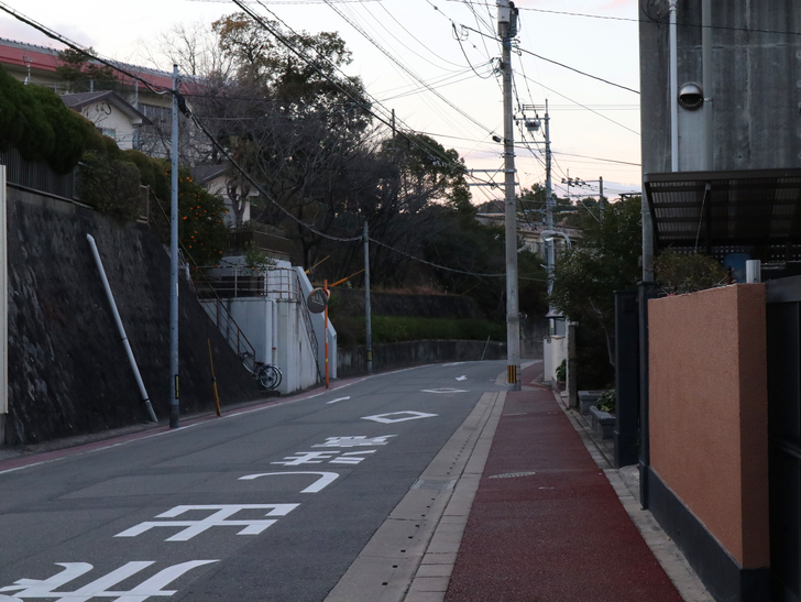 霊園周りのちょっと不思議な空間「福岡市中央区“平和”」を散歩：住宅街の道路