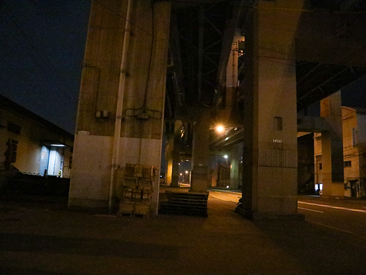 癒される異空間「深夜の須崎ふ頭」を散歩：高架下