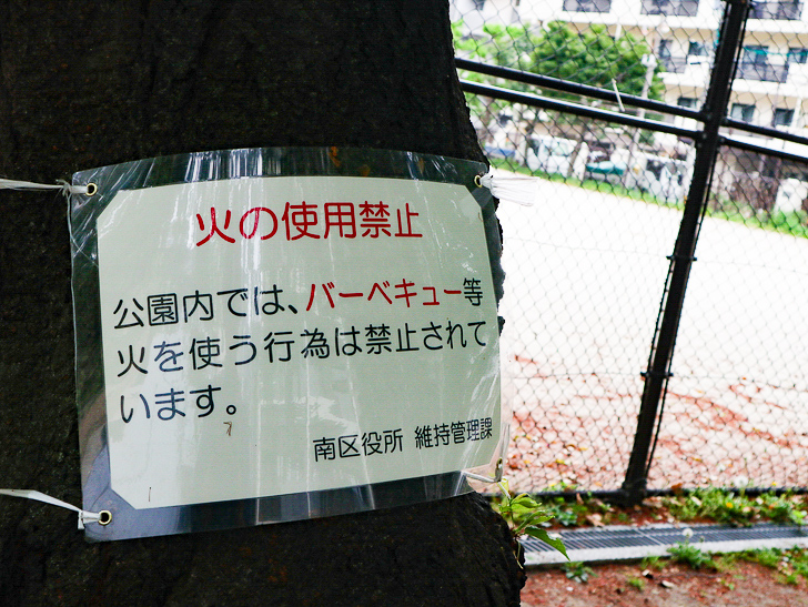 【南区大楠2丁目】静かな並木道をゆったり散歩：堀川公園：バーベキューは禁止ですよー