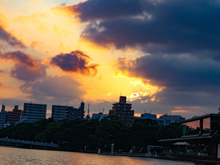 暑くても美しい。夕方～夜の「大濠公園」を散歩（福岡散歩サークル）