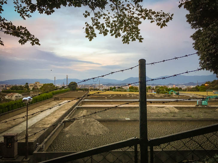 高宮浄水場と福岡市の景色