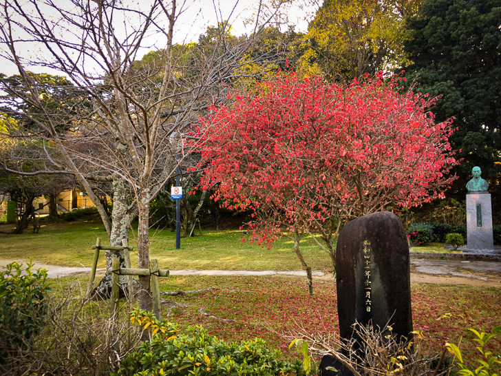 平尾山荘内（右奥にあるのは「野村望東尼」の銅像