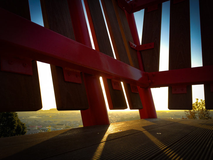 展望台：座り込んで撮影