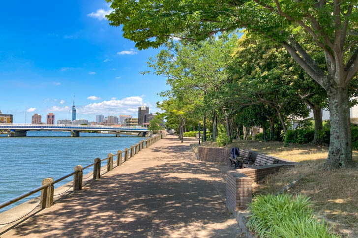 【室見5丁目】室見川そばのベンチ