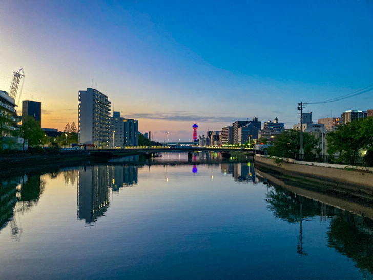 【博多区中洲・天神北】「大黒橋」からの景色が最高だった 大黒橋からの景色（博多湾川）
