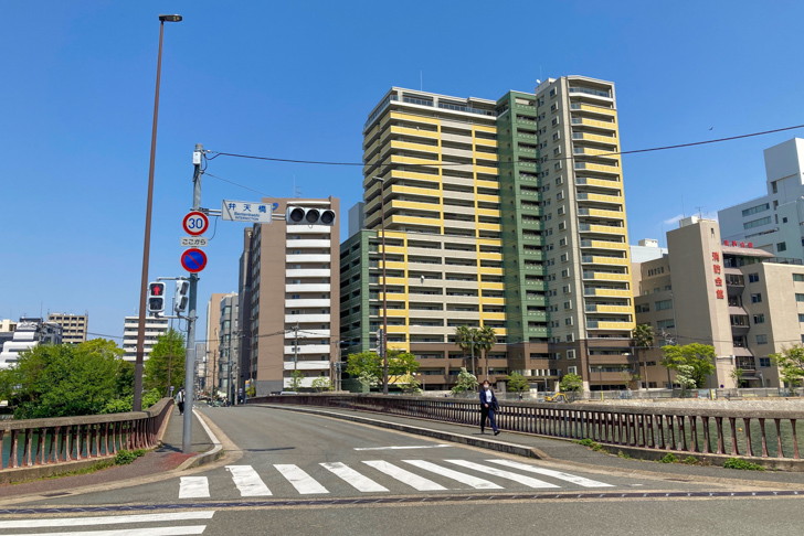 【博多区中洲・天神北】「弁天橋」からの景色が最高だった 交差点「弁天橋」