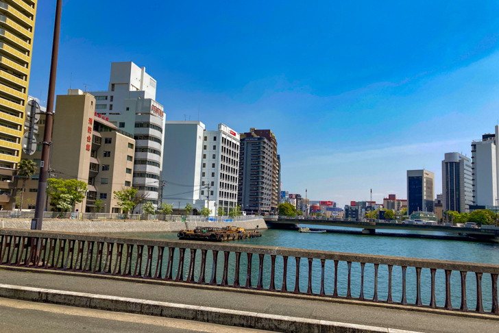 【博多区中洲・天神北】「弁天橋」からの景色が最高だった 中洲方面
