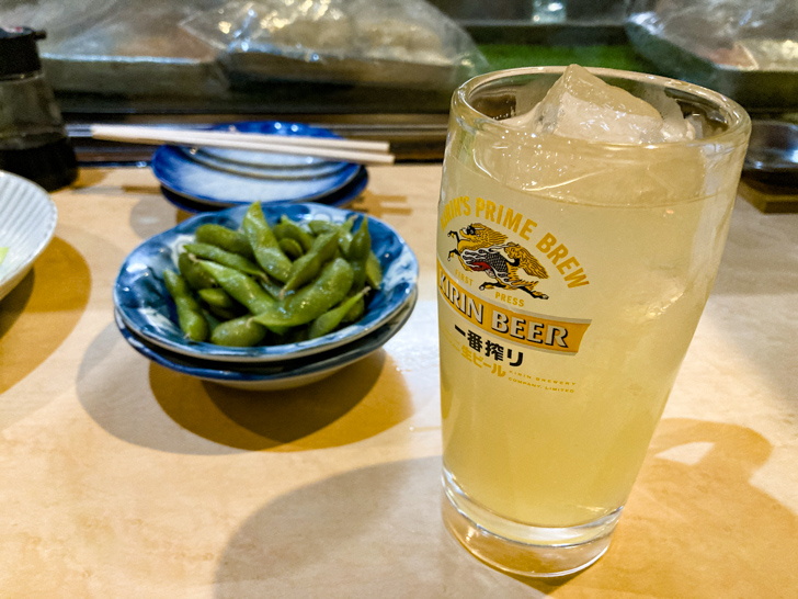 「黒豆の枝豆」と「かぼすジュース」