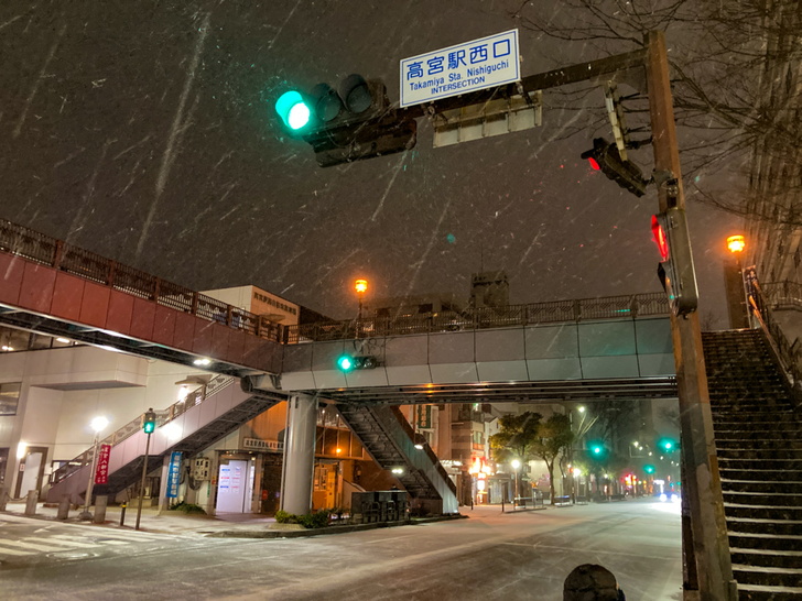 【南区】「高宮駅西口」を大寒波の中散歩【積雪】 交差点「高宮駅西口」