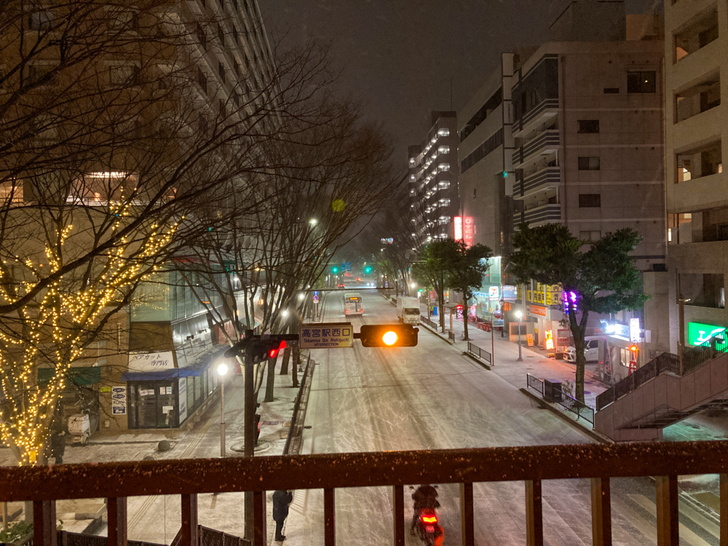 【南区】「高宮駅西口」を大寒波の中散歩【積雪】 大橋側の景色