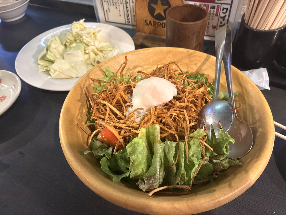 老舗焼き鳥「焼鳥 高宮（本店）」で焼き鳥食い漁って来た 温玉ごぼうサラダ